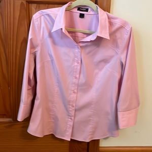 Stretch material in a lovely pink. Great for work or WFH!